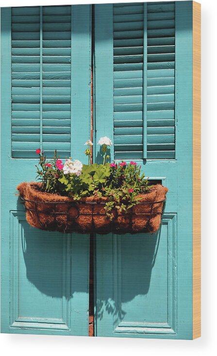 Blue Wood Print featuring the photograph Blue Shutters by Nicholas Blackwell