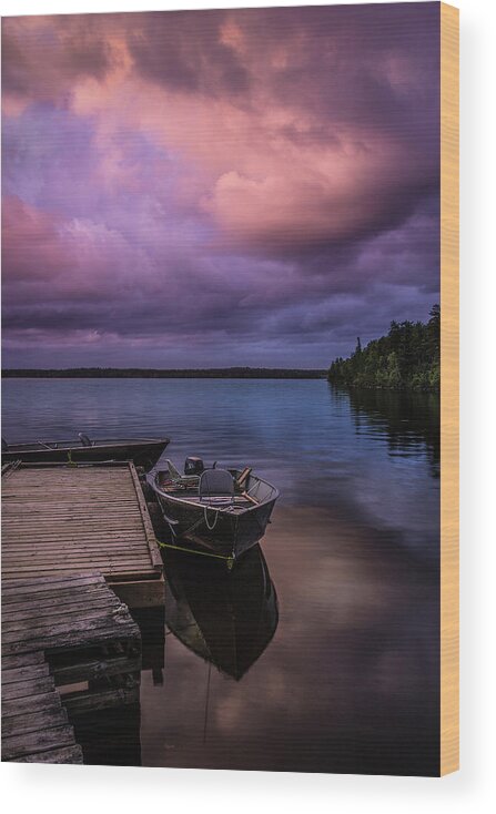 Lake Wood Print featuring the photograph Boat Dock at Sunrise by Rick Strobaugh