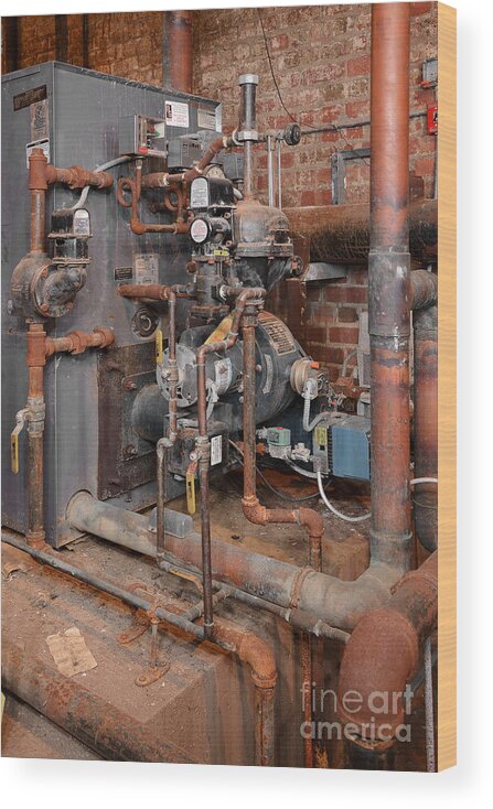 Boiler Room Heat Plant Mechanical Heating Hvac Wood Print featuring the photograph Boiler Room No 4 9864 by Ken DePue