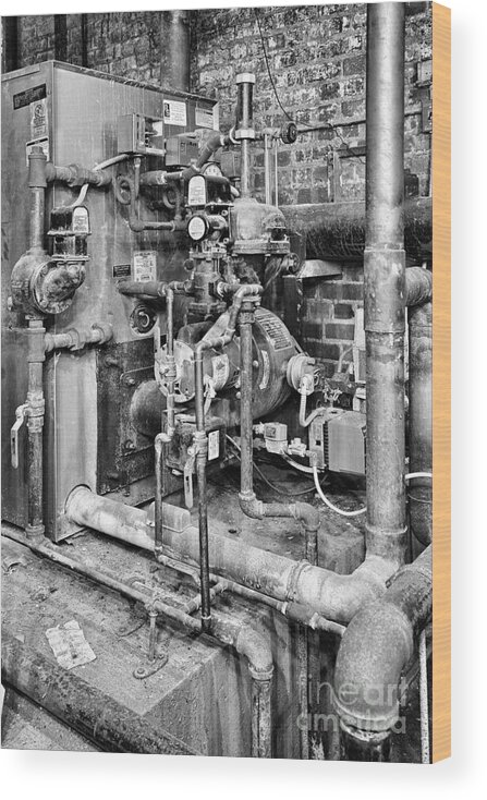 Boiler Room Heat Plant Mechanical Heating Hvac Wood Print featuring the photograph Boiler Room No 4 C2G 9864 by Ken DePue