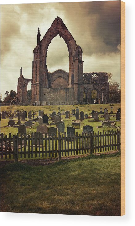 Building Wood Print featuring the photograph Bolton Abbey at sunset by Jaroslaw Blaminsky