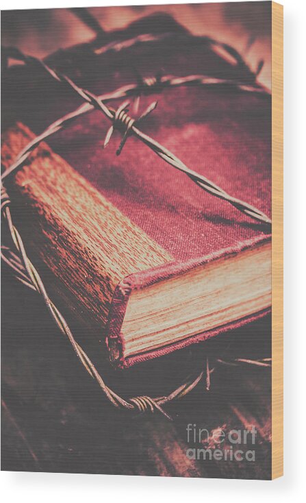 Bible Wood Print featuring the photograph Book of secrets, high security by Jorgo Photography