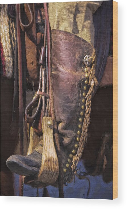 Joan Carroll Wood Print featuring the photograph Boots of a Drover 2015 by Joan Carroll