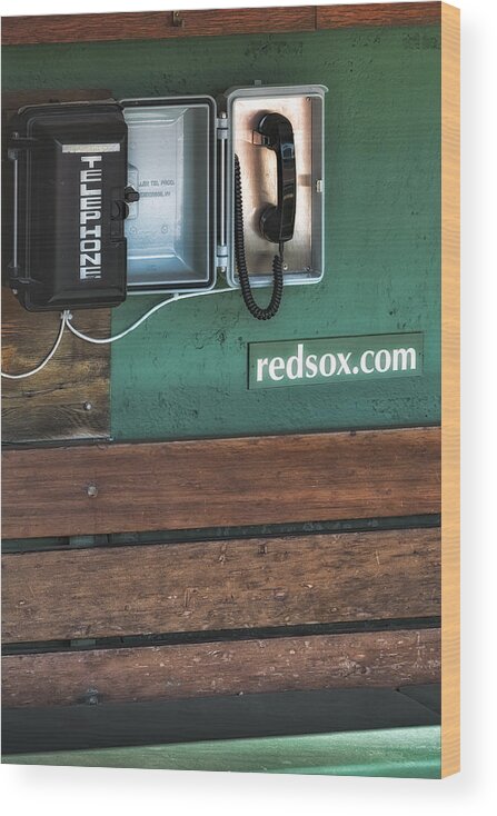 Boston Wood Print featuring the photograph Boston Red Sox Dugout Telephone by Susan Candelario