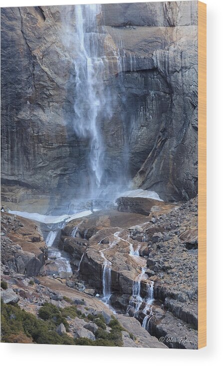 Waterfall Wood Print featuring the photograph Bottom part of upper Yosemite Waterfall by Alexander Fedin