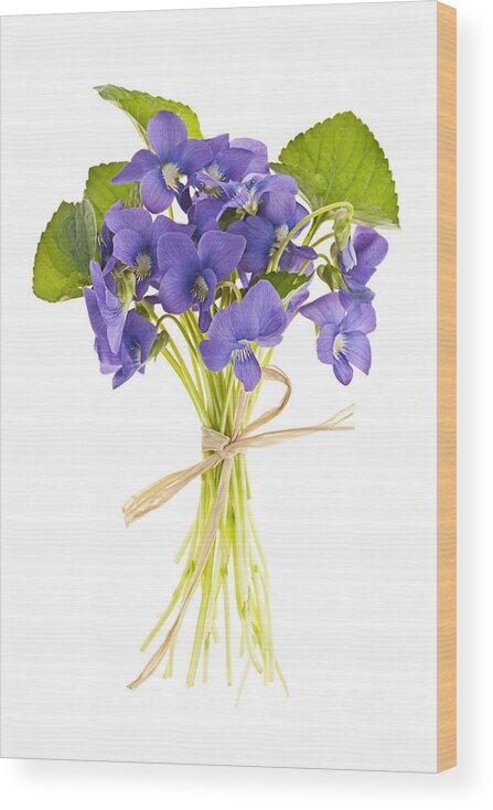 Bouquet Wood Print featuring the photograph Bouquet of violets 2 by Elena Elisseeva