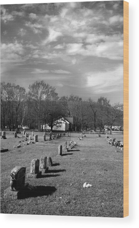 Ansel Adams Wood Print featuring the photograph Brentway-cemetery by Curtis J Neeley Jr