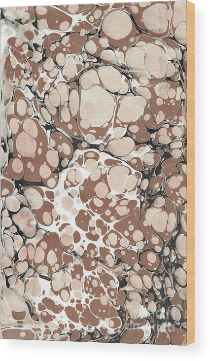 Water Marbling Wood Print featuring the painting Brown Battal #2 by Daniela Easter