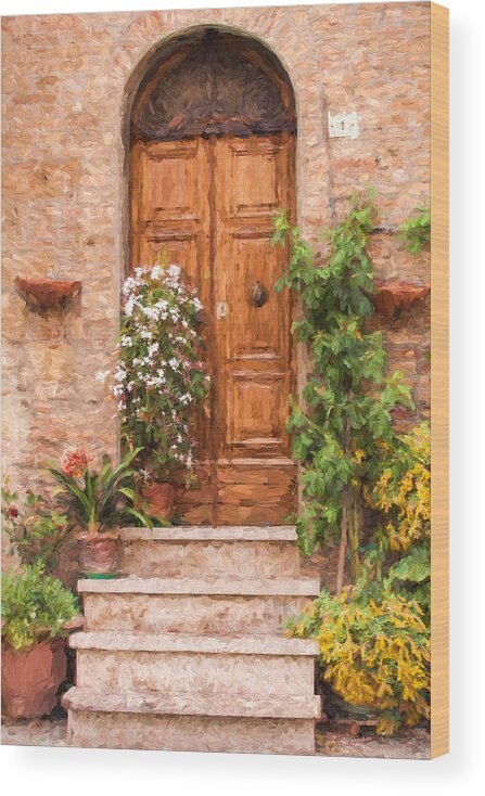 Cortona Wood Print featuring the painting Brown Door of Tuscany by David Letts