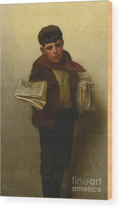 John George Brown 1831 - 1913 Ust Out Wood Print featuring the painting Brown by MotionAge Designs