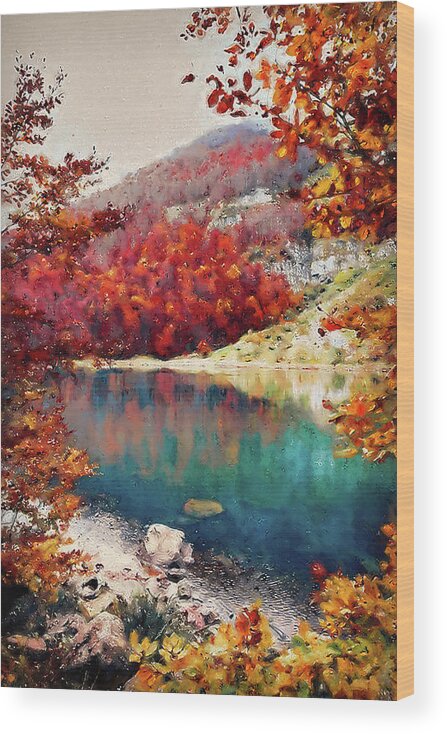 Impressive Natural Landscape Wood Print featuring the painting Bucolic Paradise - 12 by AM FineArtPrints
