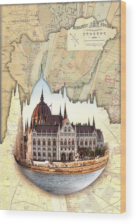 Budapest Wood Print featuring the photograph Budapest Globe Map by Sharon Popek