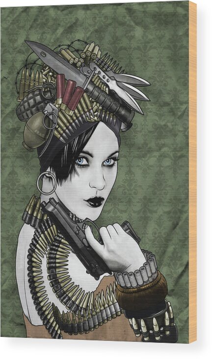 Bullets Wood Print featuring the digital art Bullets Is My Business by Jason Casteel
