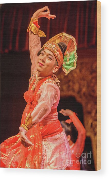Dance Wood Print featuring the photograph Burmese Dance 5 by Werner Padarin