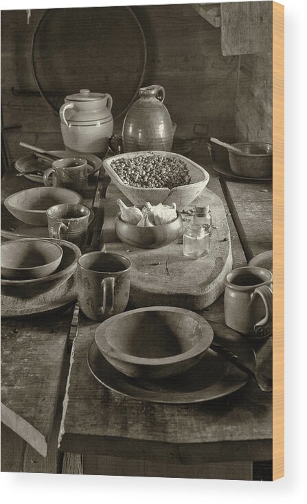 Texas Heritage Wood Print featuring the photograph Cabin Kitchen Table by James Woody