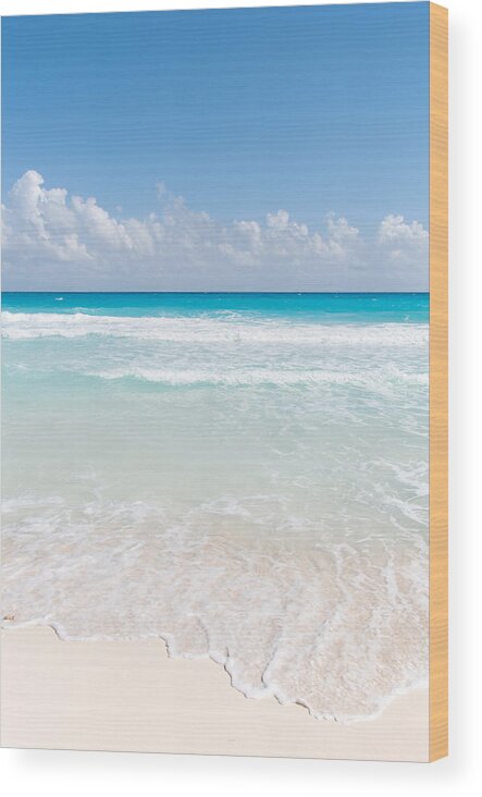 Beach Scenes Wood Print featuring the digital art Cancun Beach Scenes by Carol Ailles