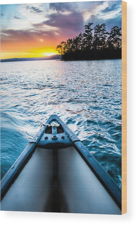 Tropical Sunset Wood Print featuring the photograph Canoeing in Paradise by Parker Cunningham