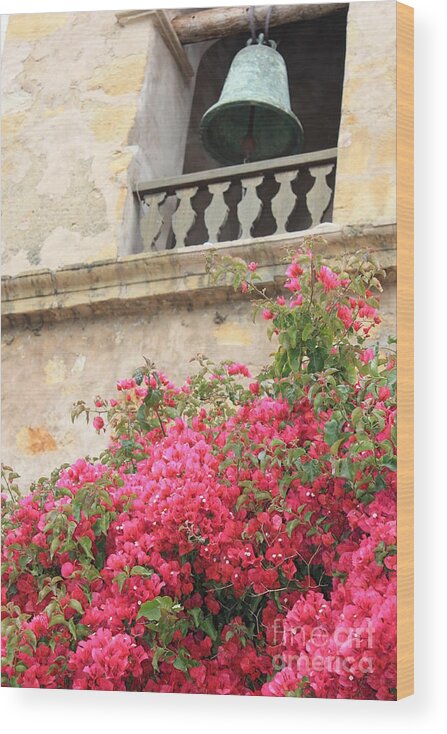 Carmel-by-the-sea Wood Print featuring the photograph Carmel Mission Bell by Carol Groenen