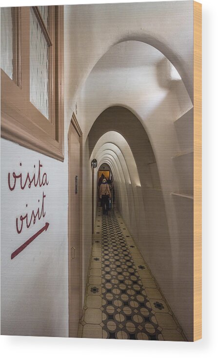 Architecture Wood Print featuring the photograph Casa Batllo Gaudi Arches Top Floor by Adam Rainoff