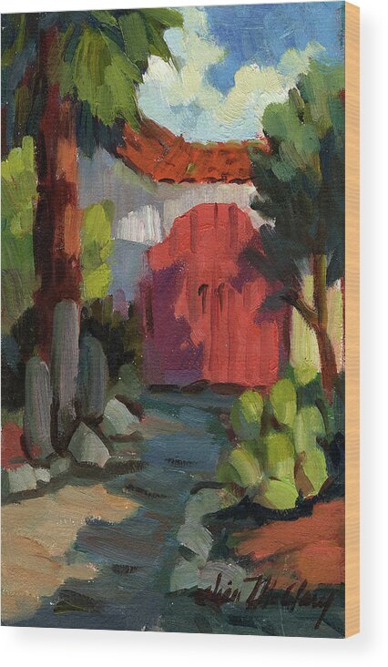 Casa Tecate Wood Print featuring the painting Casa Tecate Gate by Diane McClary