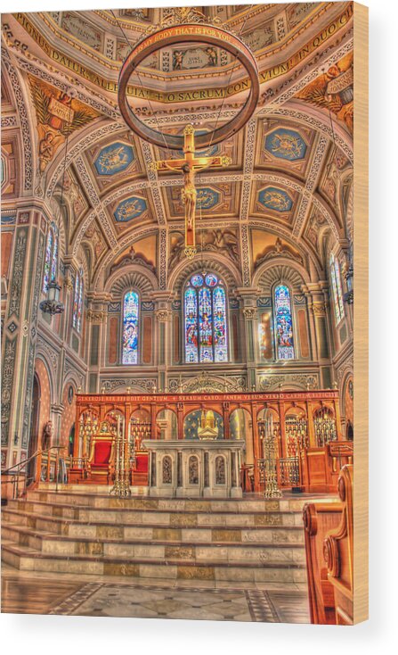 Hdr Wood Print featuring the photograph Catherdral Altar View by Randy Wehner