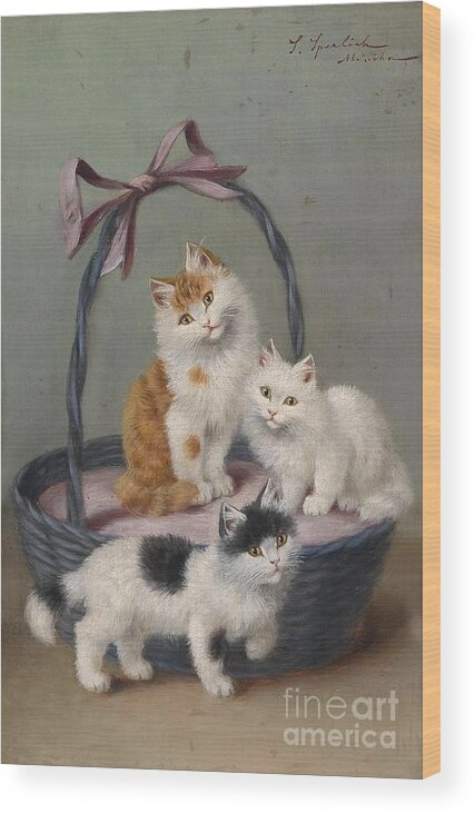 Sophie Sperlich Wood Print featuring the painting Cats in the basket by MotionAge Designs