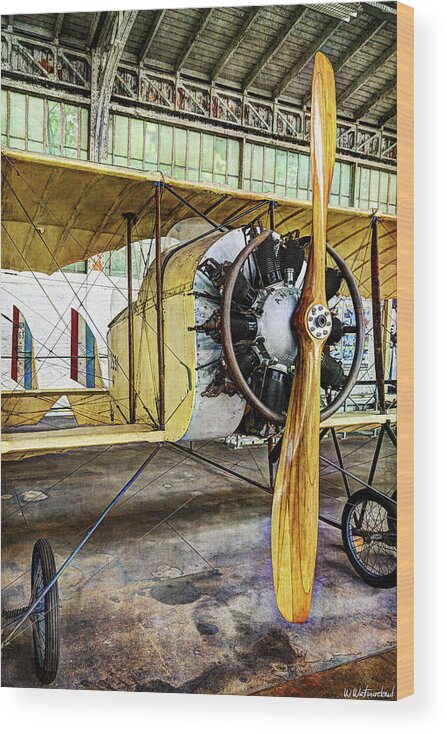 Caudron G3 Wood Print featuring the photograph Caudron G3 Propeller and Cockpit - Vintage by Weston Westmoreland