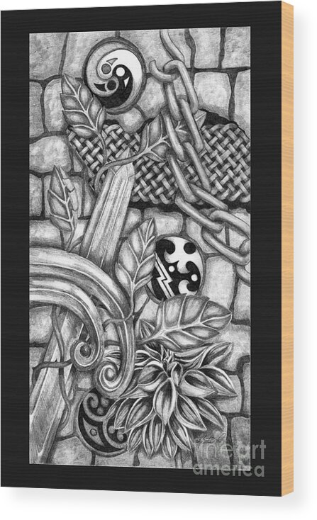 Artoffoxvox Wood Print featuring the drawing Celtic Surreality by Kristen Fox
