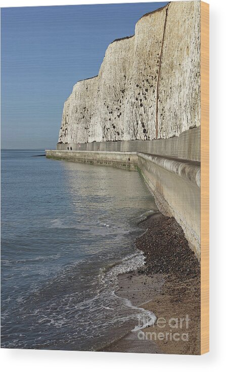 Chalk Cliffs At Peacehaven East Sussex England Uk English Coast Beach Seaside Wood Print featuring the photograph Chalk Cliffs at Peacehaven East Sussex England UK by Julia Gavin