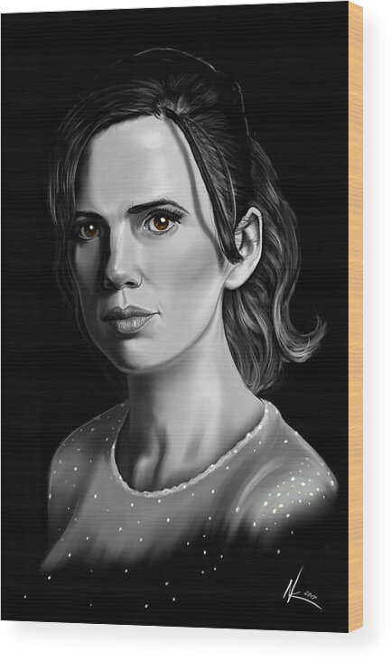 Hayley Wood Print featuring the digital art Chiaroscuro and a Beautiful Woman by Norman Klein