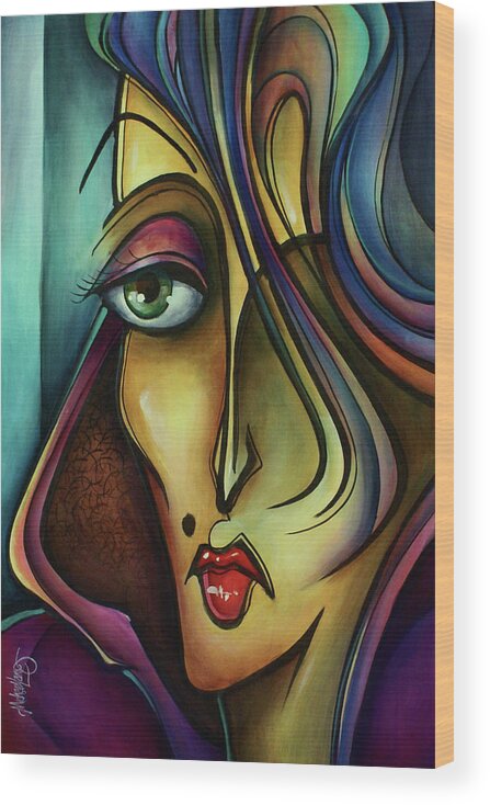 Portrait Wood Print featuring the painting Chil by Michael Lang