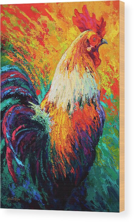 Rooster Wood Print featuring the painting Chili Pepper by Marion Rose