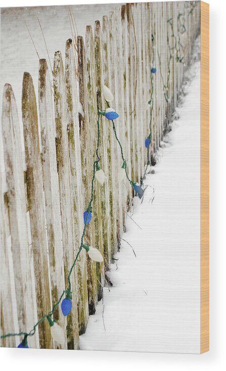 Picket Fence Wood Print featuring the photograph Christmas Fence by Troy Stapek