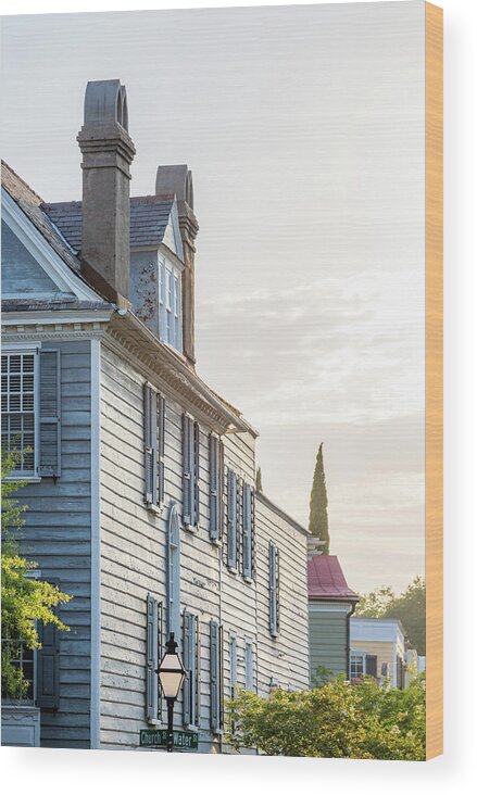 Charleston Wood Print featuring the photograph Church and Water Charleston SC by Donnie Whitaker