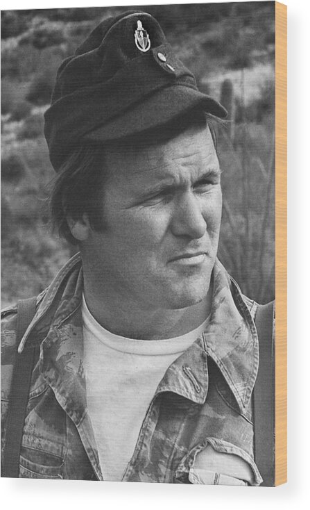 Close Up Of The Mercurial Barry Sadler Tucson Arizona 1971 Wood Print featuring the photograph Close up of the mercurial Barry Sadler Tucson Arizona 1971 by David Lee Guss