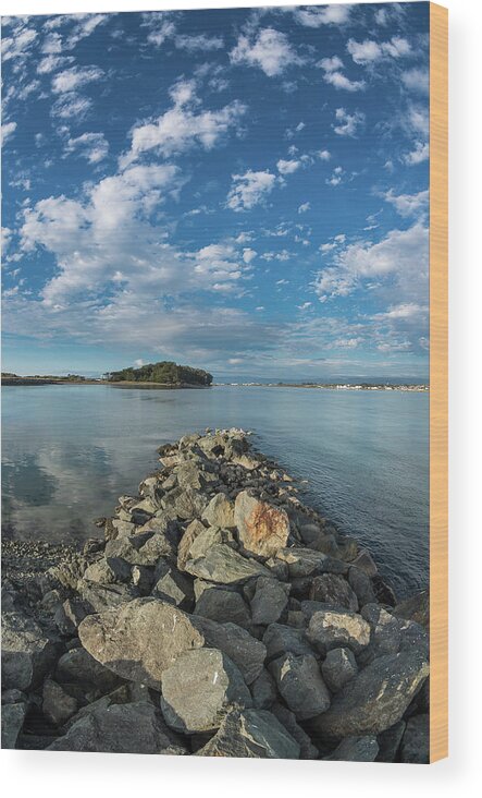 Humboldt Bay Wood Print featuring the photograph Clouds and Mini-Jetty by Greg Nyquist