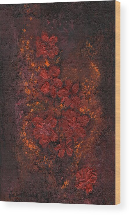 Flowers- Dark Colors- Red Flower Art- #artforflower Lovers - Impressionistic Art- #artbyraeannm.garrett - - Artistic- Love- Wood Print featuring the painting Coffee Rose by Rae Ann M Garrett