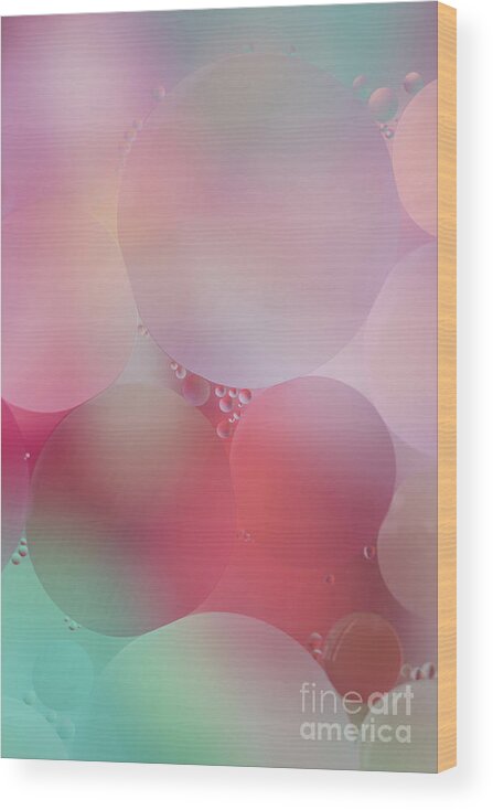 Abstract Wood Print featuring the photograph Colorful bubbles 2 by Elena Nosyreva