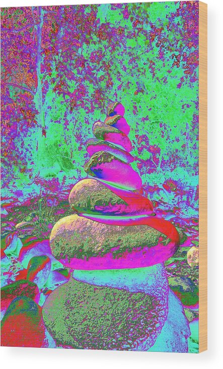 Cairn Wood Print featuring the photograph Colorful Cairn by Richard Henne