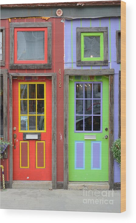Door Doors Color Colors Colorful Red Green Wood Print featuring the photograph Colorful Door Pair 2020 by Ken DePue