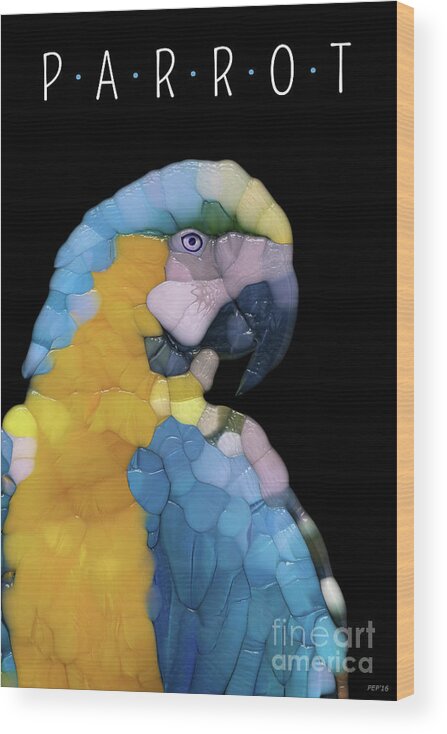 Parrot Wood Print featuring the digital art Colorful Glass Parrot by Phil Perkins