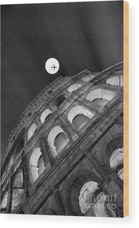 Colosseo Wood Print featuring the photograph Colosseum Panorama by Stefano Senise