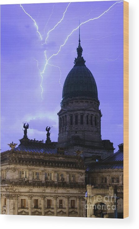 Landscape Wood Print featuring the photograph Congreso Lightning 3 by Balanced Art