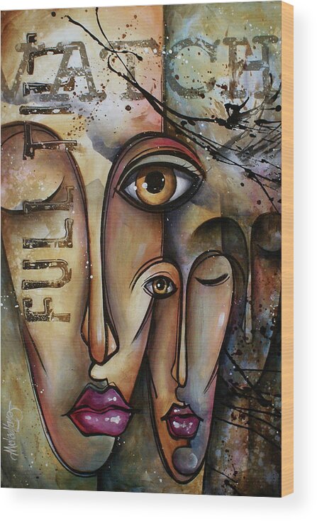 Figurative Art Wood Print featuring the painting Conscience by Michael Lang