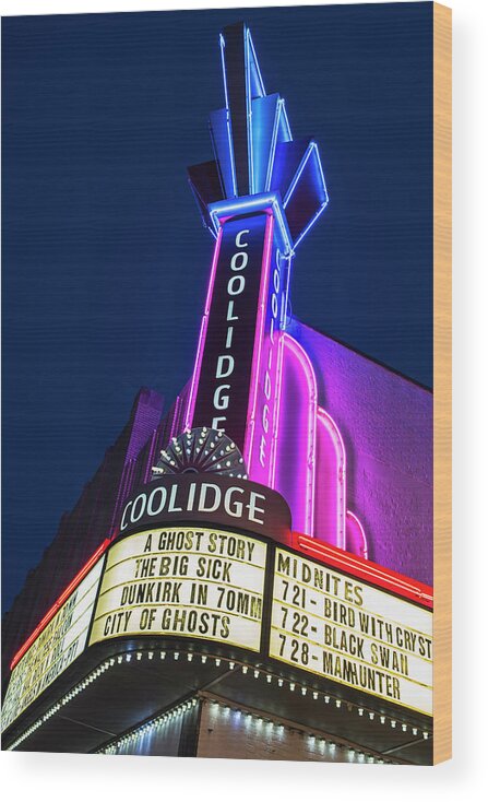 Brookline Wood Print featuring the photograph Coolidge Corner Theatre Harvard St Brookline MA Close by Toby McGuire