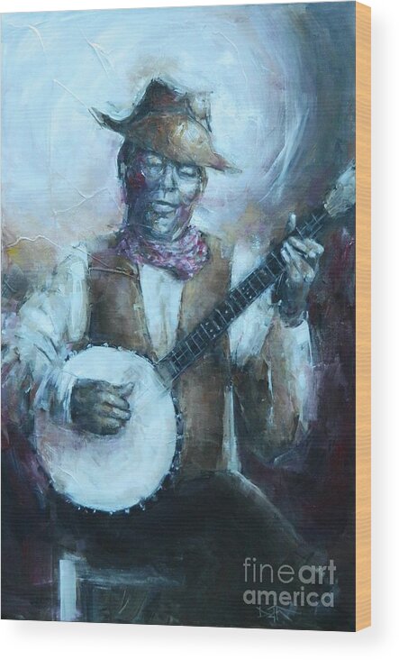 Banjo Wood Print featuring the painting Cotton Eye Joe by Dan Campbell