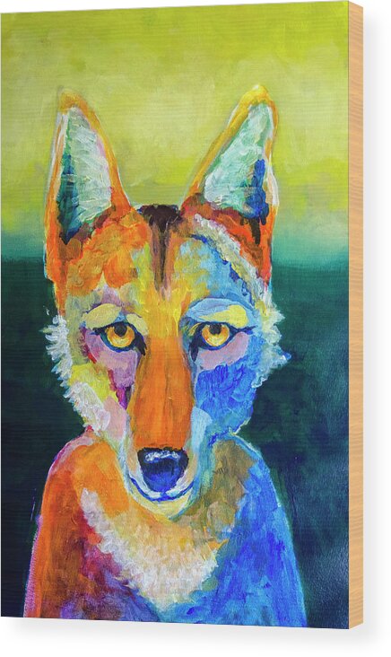 Coyote Wood Print featuring the painting Coyote by Rick Mosher