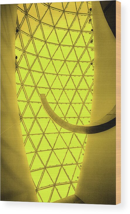 Dali Museum Wood Print featuring the painting Dali Museum Glass Roof in Yellow by Judith Barath