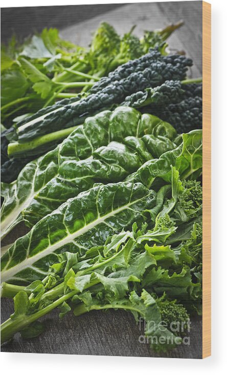 Dark Green Wood Print featuring the photograph Dark green leafy vegetables by Elena Elisseeva