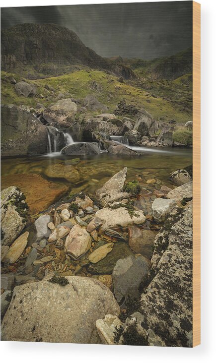 Llanberis Wood Print featuring the photograph Dark Skies over Llanberis Pass by Andy Astbury